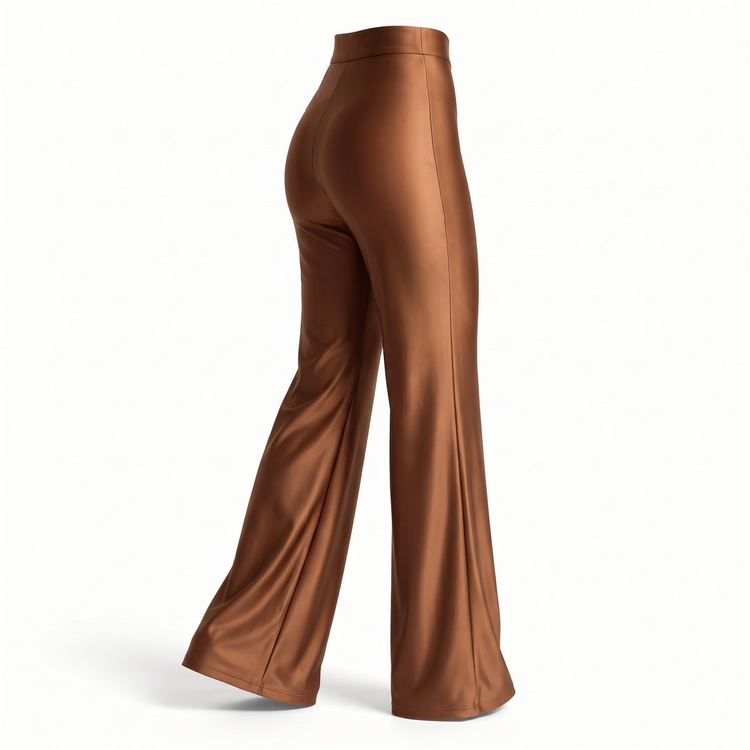 Pantaloni damă Lycra Premium cu talie înaltă, croială dreaptă, cupru
