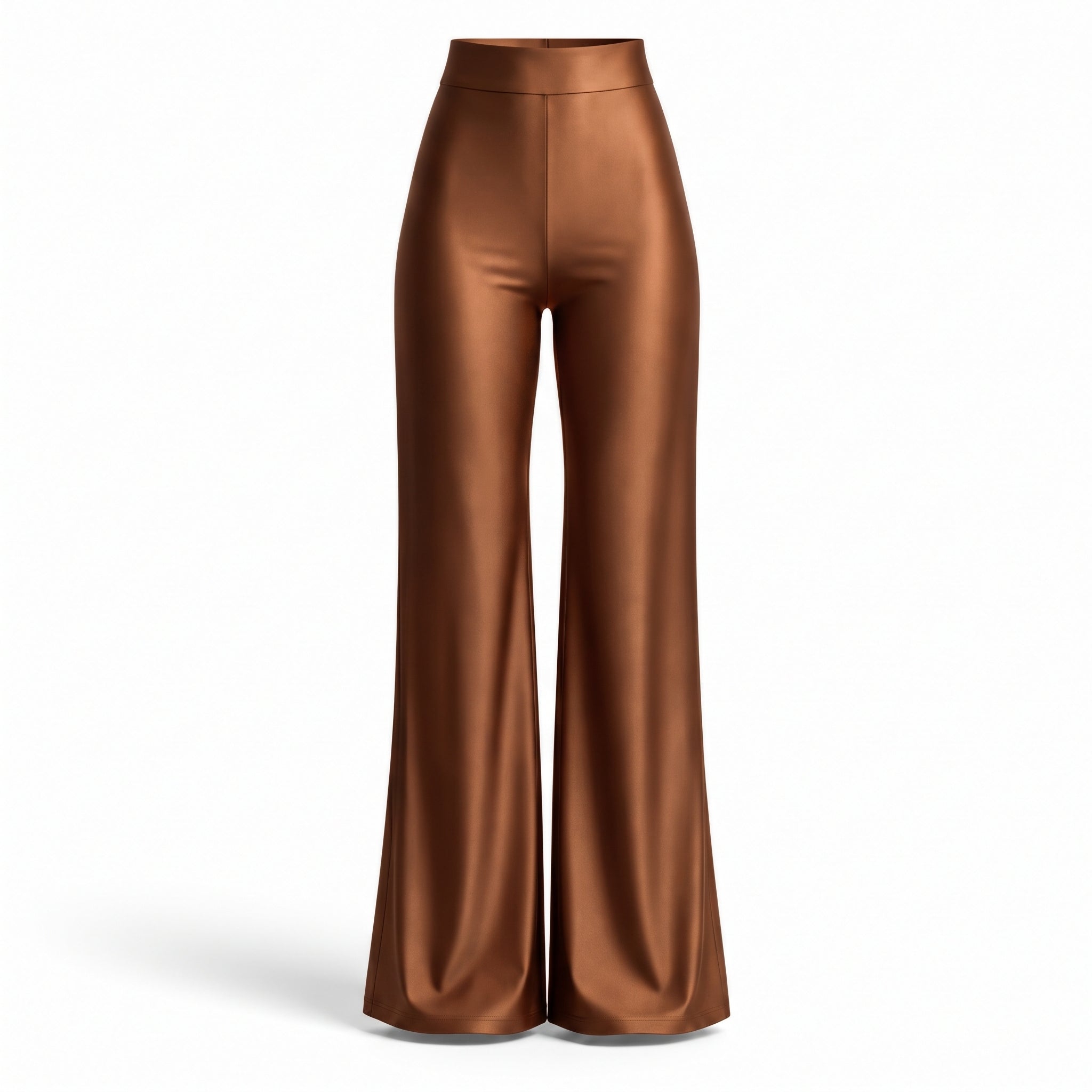 Pantaloni damă Lycra Premium cu talie înaltă, croială dreaptă, cupru
