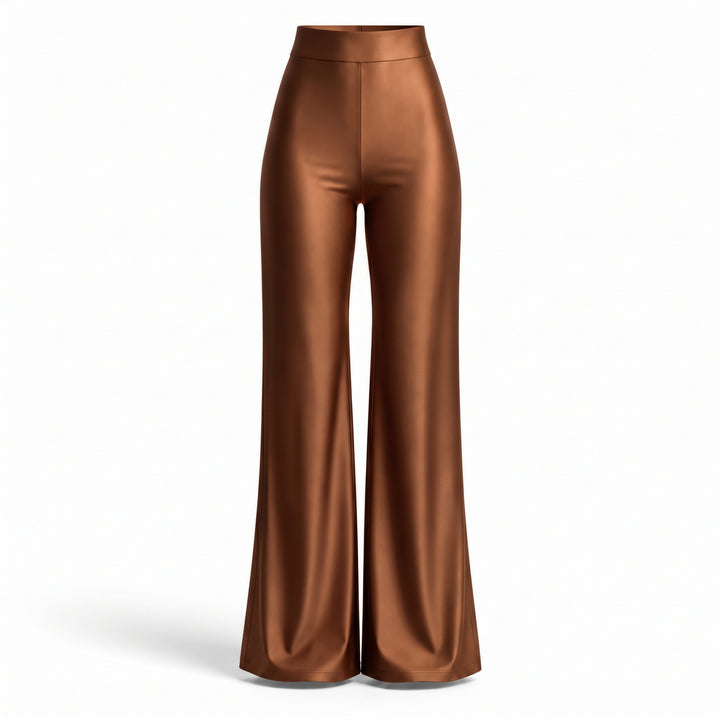 Pantaloni damă Lycra Premium cu talie înaltă, croială dreaptă, cupru