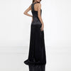 rochie lungă satin negru, rochie elegantă de gală, rochie designer damă, rochie ocazie premium, rochie halter satin, rochie neagră elegantă, rochie eveniment femei, rochie sofisticată modernă