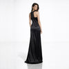 rochie lungă satin negru, rochie elegantă de gală, rochie designer damă, rochie ocazie premium, rochie halter satin, rochie neagră elegantă, rochie eveniment femei, rochie sofisticată modernă