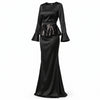 PRET SPECIAL DE LANSARE! Rochie lungă neagră din mătase vegetală cu peplum detașabil din paiete