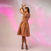 Rochie tip sarafan din poplin de bumbac crem