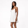 Rochie albă scurtă cu spatele gol din voal de mătase vegetală Moonlight Muse