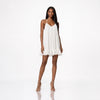 Rochie albă scurtă cu spatele gol din voal de mătase vegetală Moonlight Muse