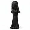 PRET SPECIAL DE LANSARE! Rochie lungă neagră din mătase vegetală cu peplum detașabil din paiete