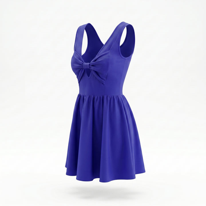 Rochie Mini elastica cu funda pe bust Albastru Electric cu Reflexii Violet