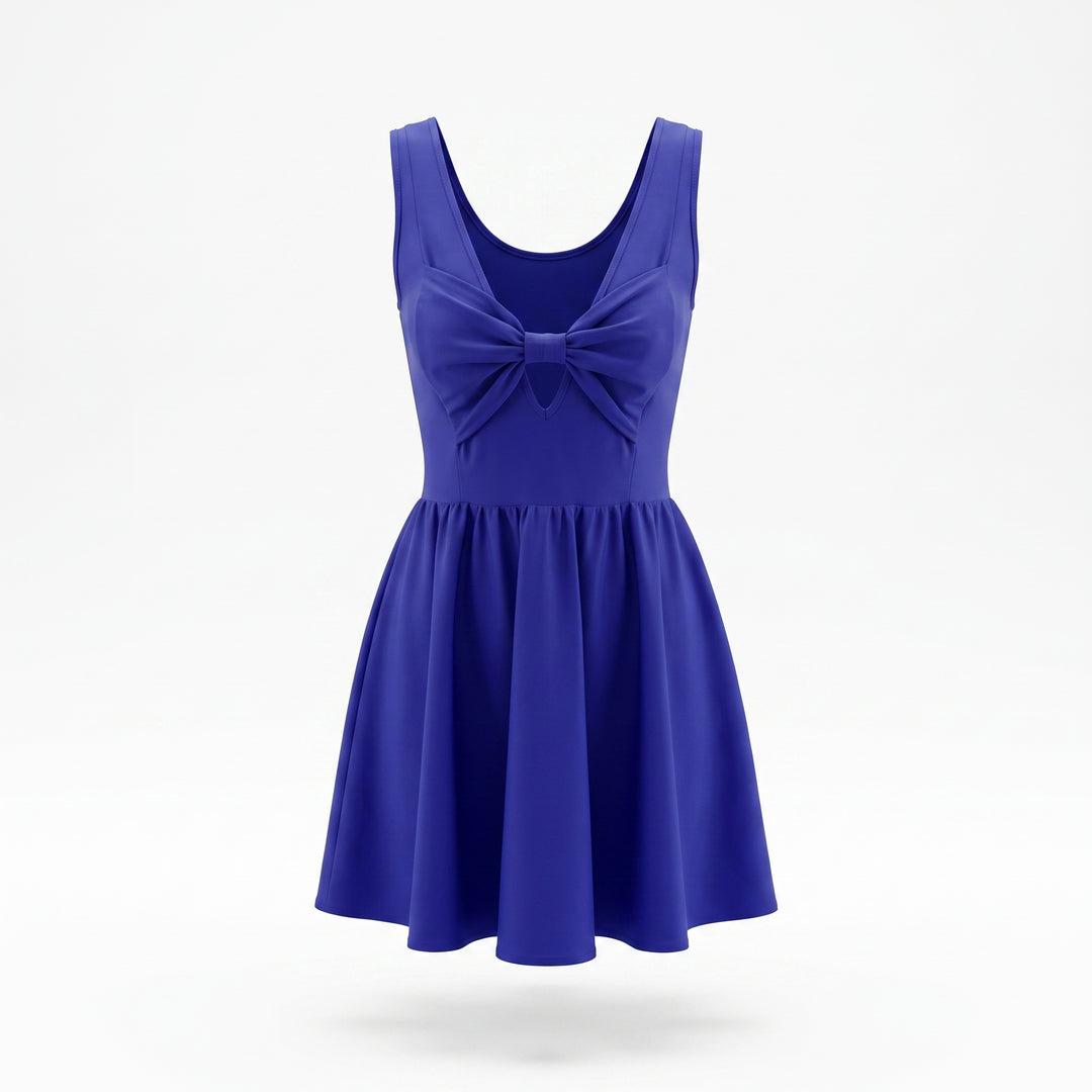 Rochie Mini elastica cu funda pe bust Albastru Electric cu Reflexii Violet
