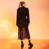Sacou lung oversized cu fusta detasabila din dantela