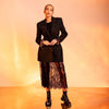 Sacou lung oversized cu fusta detasabila din dantela