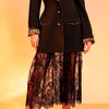 Sacou lung oversized cu fusta detasabila din dantela