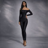 Salopeta din lycra contractoare neagra cu umerii goi Toffee
