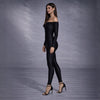 Salopeta din lycra contractoare neagra cu umerii goi Toffee