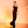 Top din catifea neagra cu cupe din dantela