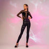 Top din tulle elastic cu inima din catifea stilizata pe bust