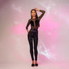 Top din tulle elastic cu inima din catifea stilizata pe bust