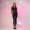 Top din tulle elastic cu inima din catifea stilizata pe bust