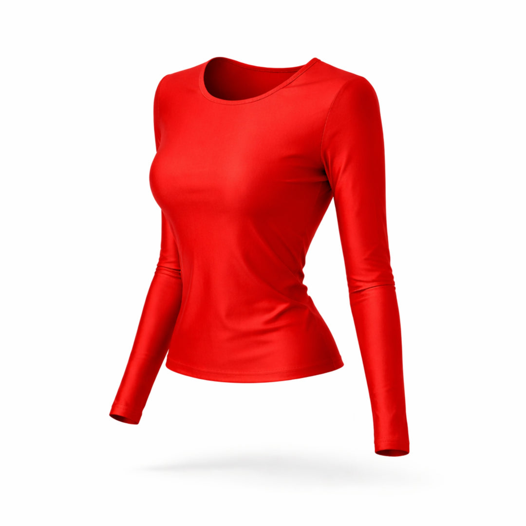 Bluza din lycra rosie cu maneca lunga