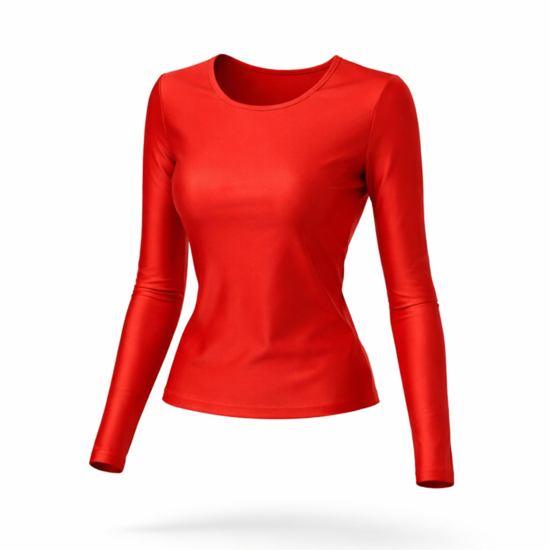 Bluza din lycra rosie cu maneca lunga