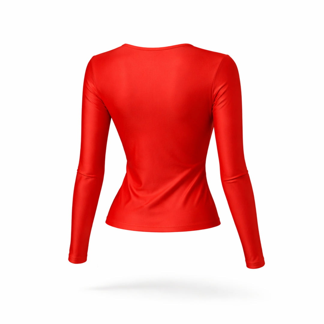 Bluza din lycra rosie cu maneca lunga