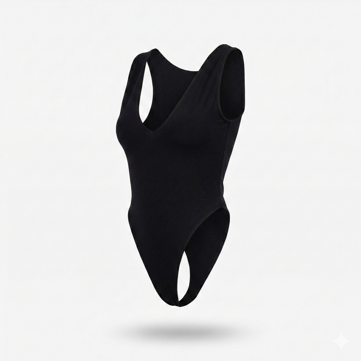 Body moale si confortabil din vascoza de bambus, cu croiala high-cut pe sold Confy