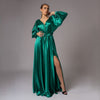 Rochie lunga din satin verde Rome