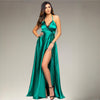 Rochie verde lunga din satin Sensation