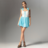 Rochie mini cu funde pe umeri Be Delicious Aqua