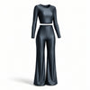 Pantaloni damă Lycra Premium cu talie înaltă, croială dreaptă, gri antracit