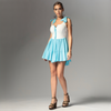 Rochie mini cu funde pe umeri Be Delicious Aqua