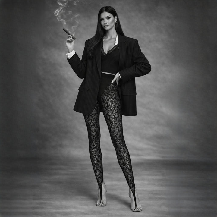 Colanti din dantela cu efect de alungire conceputi pentru incaltaminte cu toc inalt Foxy Lace