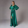 Rochie lunga din satin verde Rome