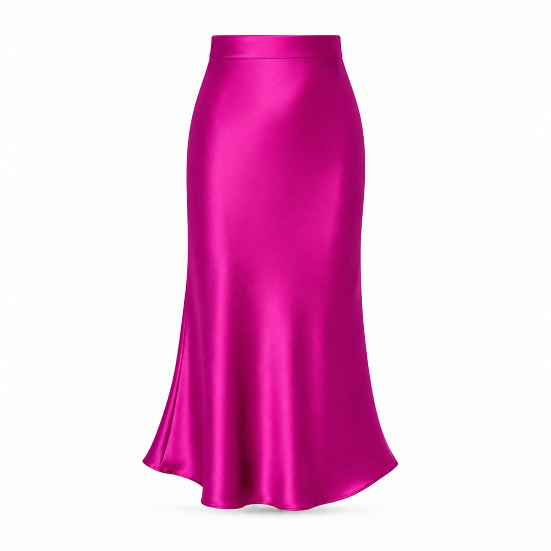 Fustă Midi Fucsia din Mătase Vegetală – Design Premium