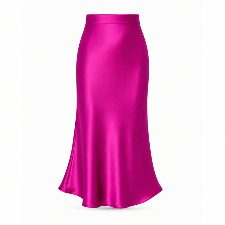 Fustă Midi Fucsia din Mătase Vegetală – Design Premium