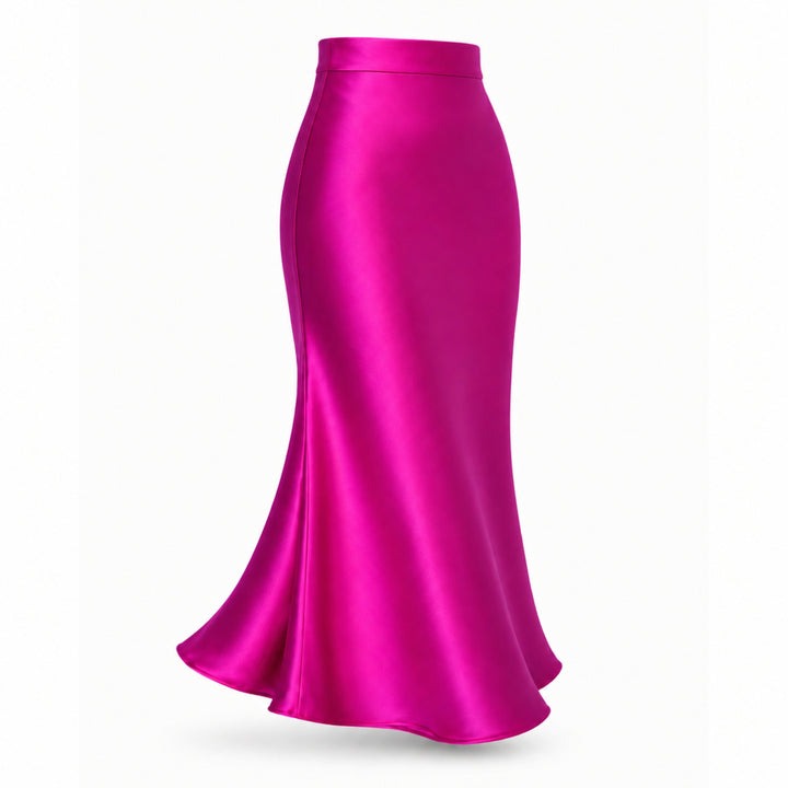 Fustă Midi Fucsia din Mătase Vegetală – Design Premium