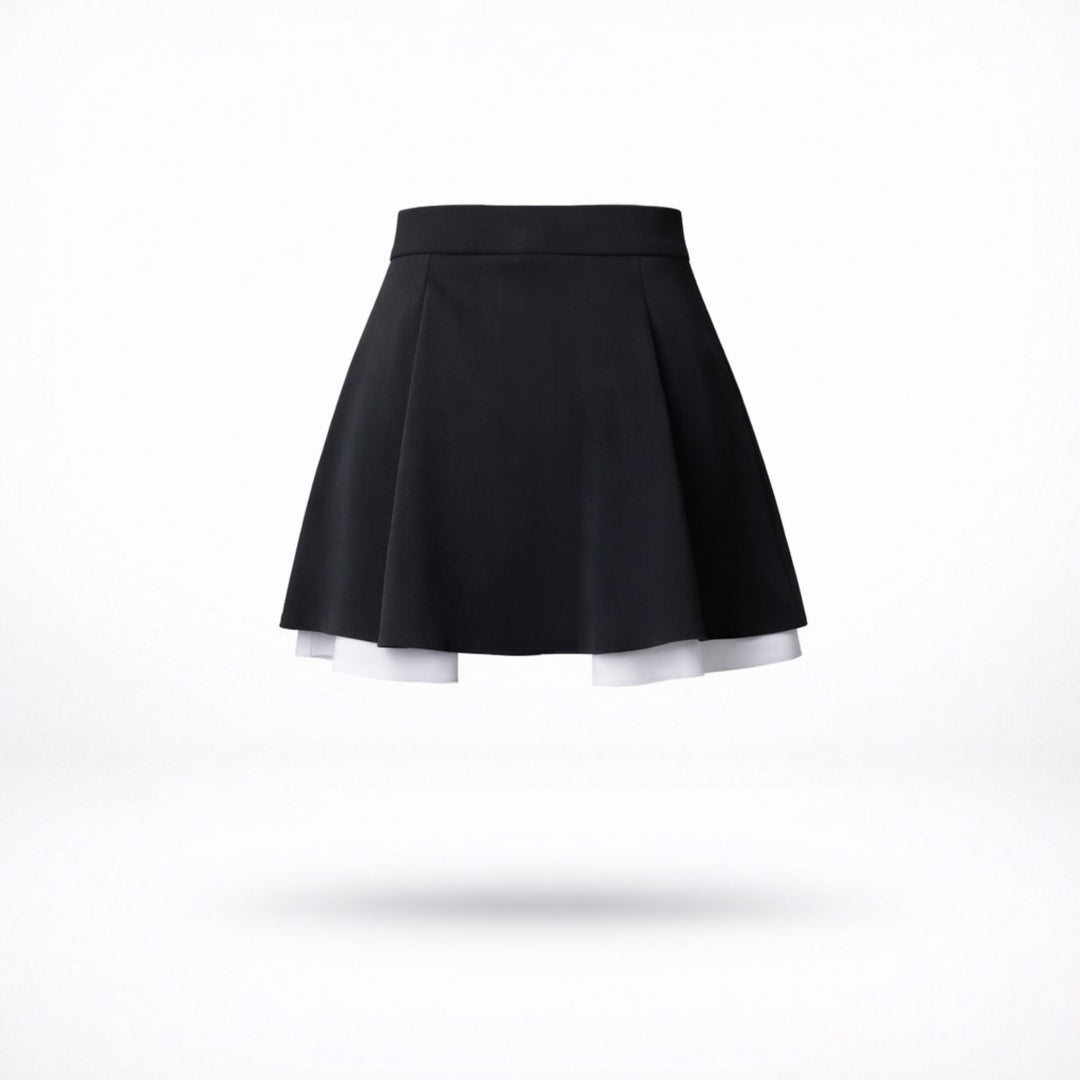 Fusta scurta neagra cu insertii din poplin Urban