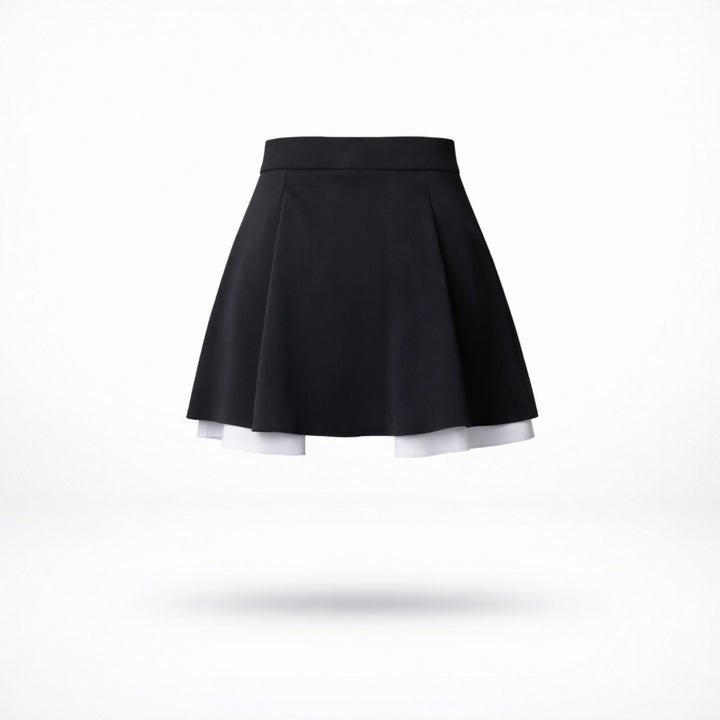 Fusta scurta neagra cu insertii din poplin Urban