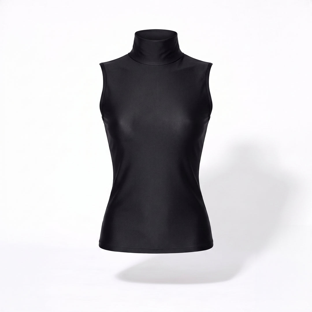 REDUCERE LIMITATA DE LANSARE! Helancă Neagră Fără Mâneci din Lycra Premium – Top Mulat Damă