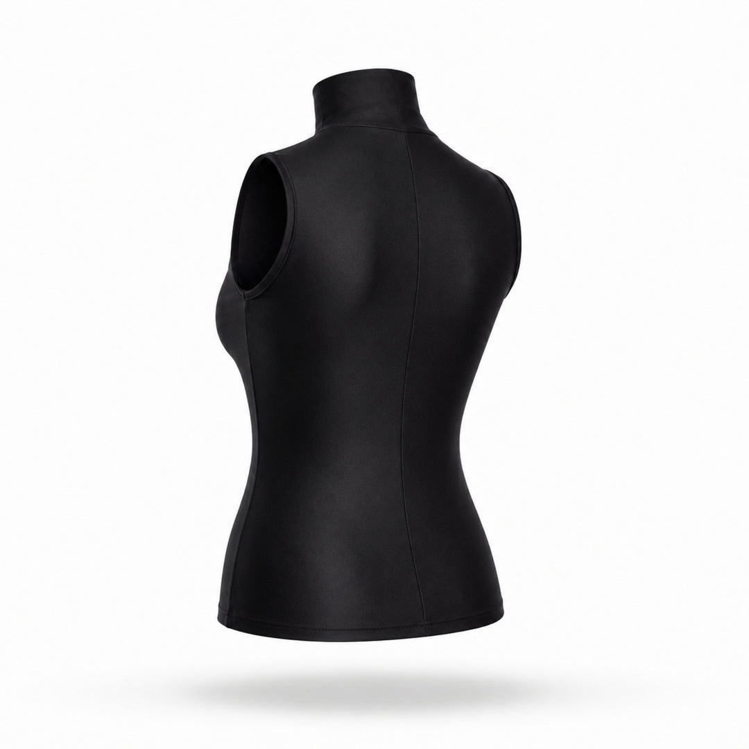 REDUCERE LIMITATA DE LANSARE! Helancă Neagră Fără Mâneci din Lycra Premium – Top Mulat Damă