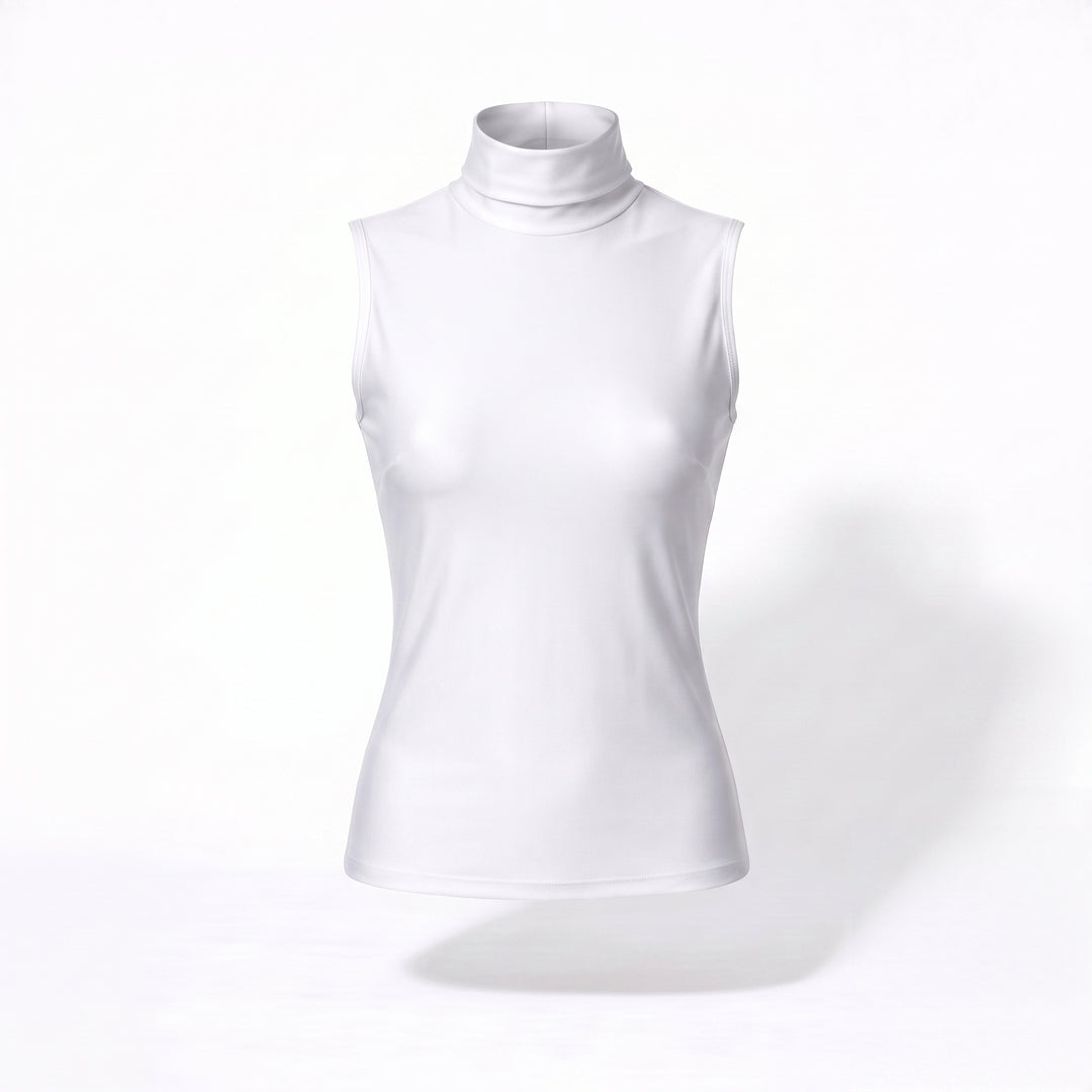 REDUCERE LIMITATA DE LANSARE! Helancă Albă Fără Mâneci din Lycra Premium – Top Mulat Damă