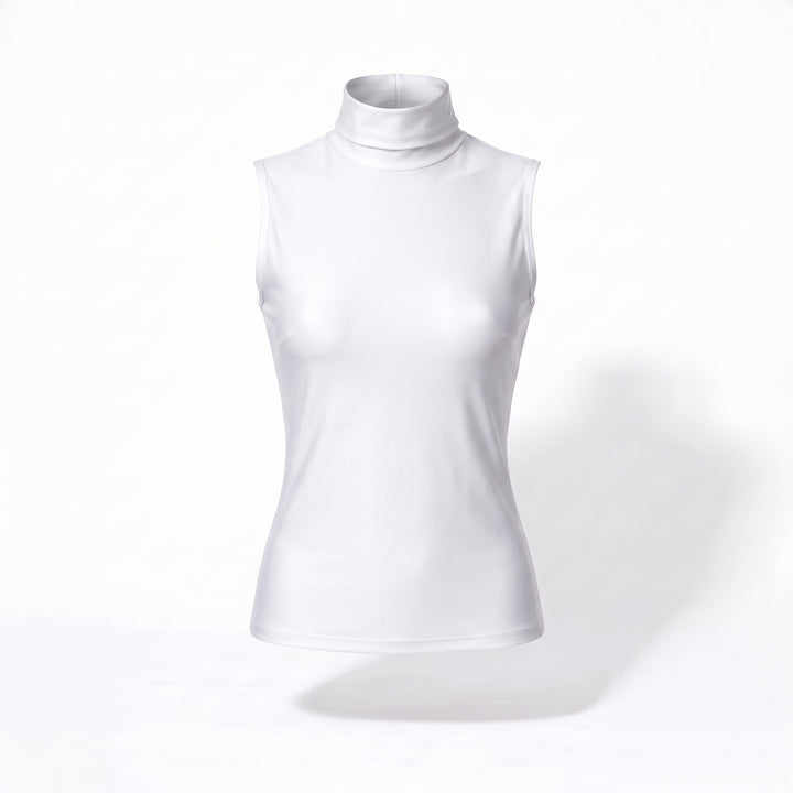 REDUCERE LIMITATA DE LANSARE! Helancă Albă Fără Mâneci din Lycra Premium – Top Mulat Damă