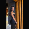Rochie neagra cu cupe structurate tip corset Vellora