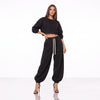 Compleu Trening Damă Oversized din Bumbac 100% – Pantaloni Balloon & Hanorac Crop