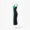 Rochie midi mulata cu insertie din satin verde Hannah