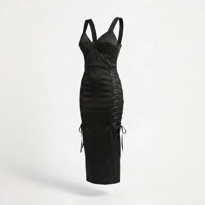 Rochie neagra cu cupe structurate tip corset Amethyst