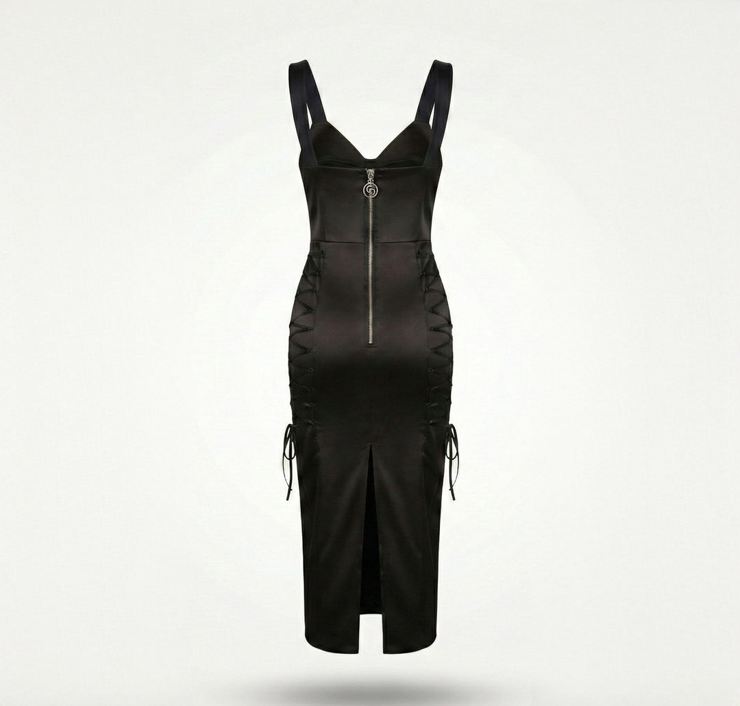 Rochie neagra cu cupe structurate tip corset Amethyst