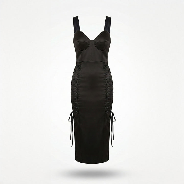 Rochie neagra cu cupe structurate tip corset Amethyst
