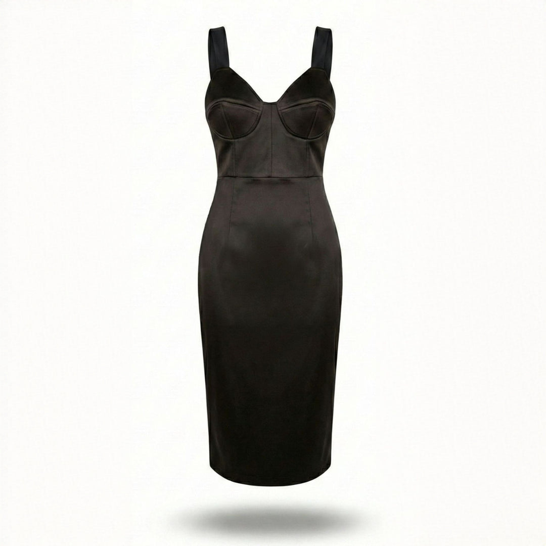 Rochie neagra cu cupe structurate tip corset Rare Amethyst