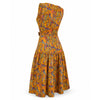 Rochie midi din bumbac 100% cu print paisley si funda in talie