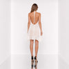 Rochie albă scurtă cu spatele gol din voal de mătase vegetală Gold Moonlight Muse